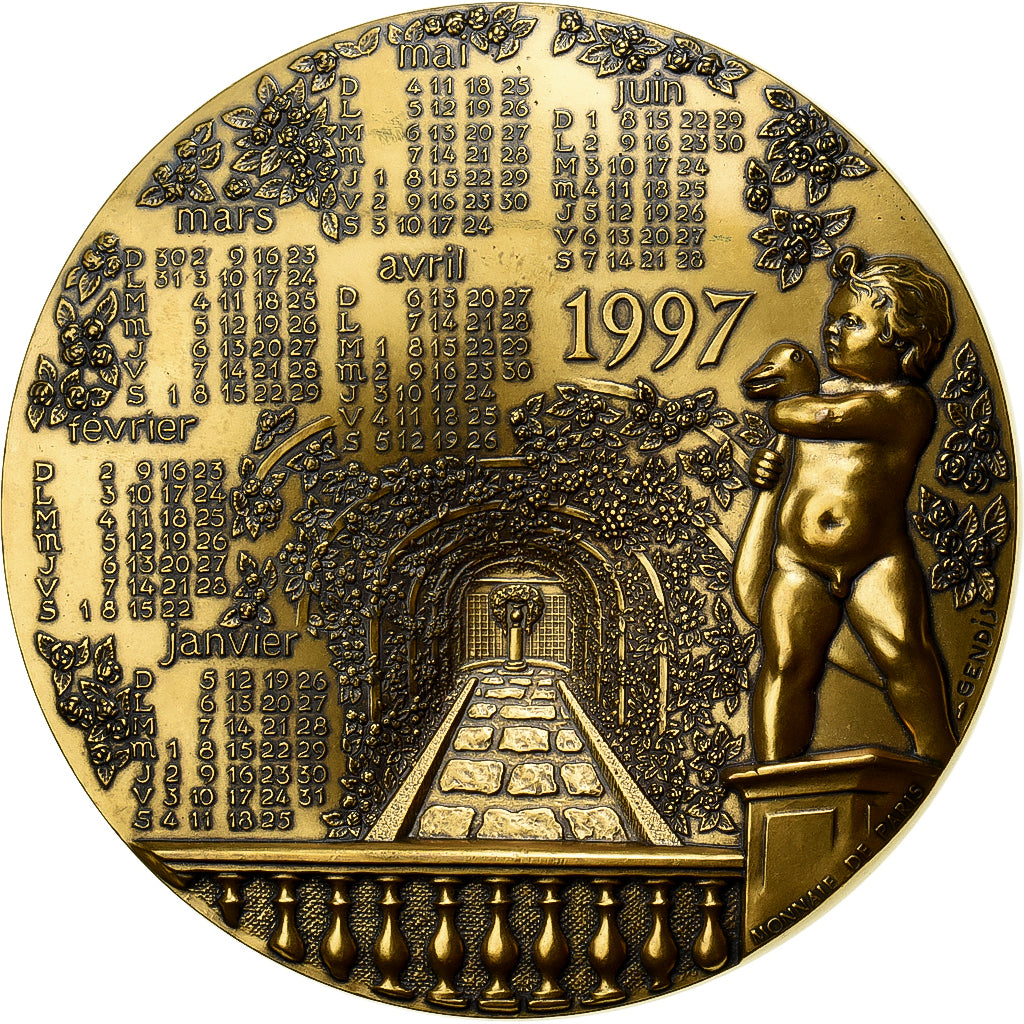 Francia, medaglia, Calendrier, Parcs et Jardins de France, 1997, Bronzo, Monnaie
