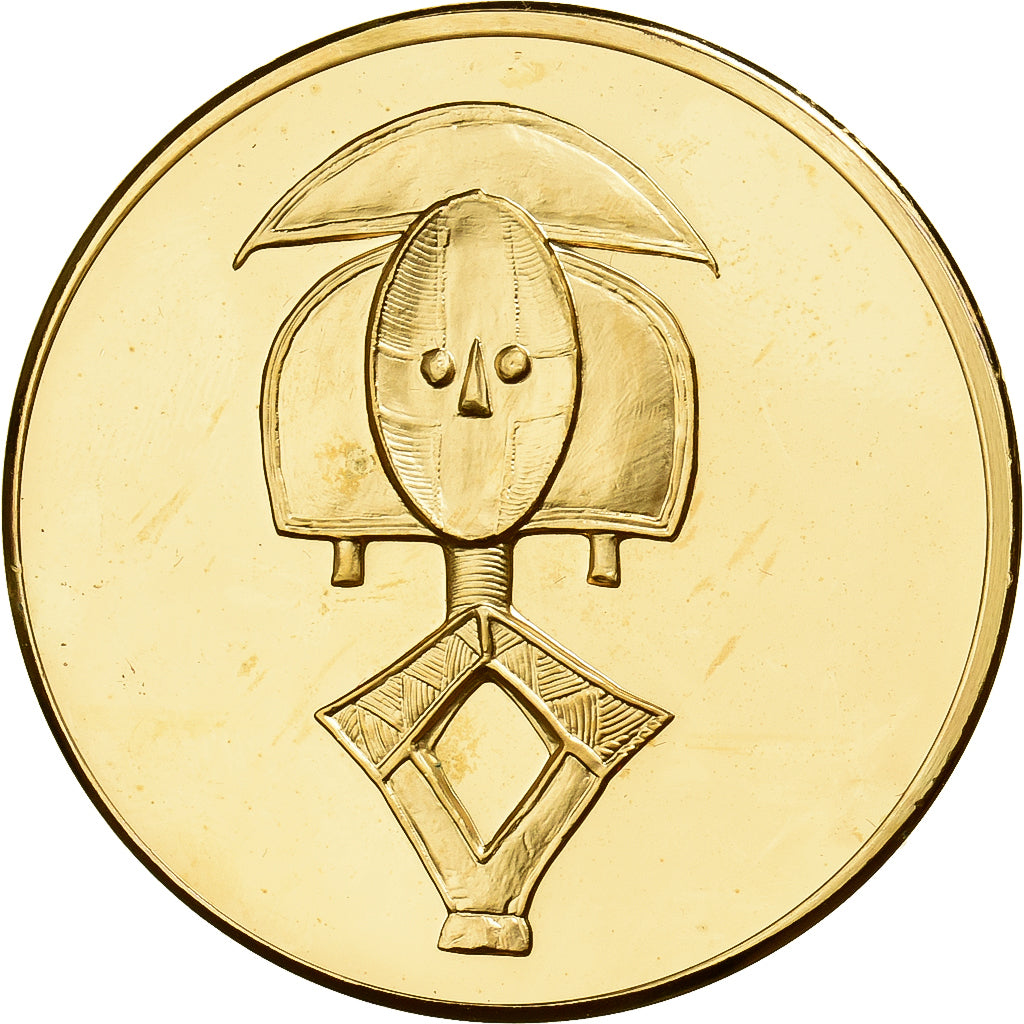 Frankreich, Medaille, Figure Gardienne des Bakota, Gilt Bronze, UNZ