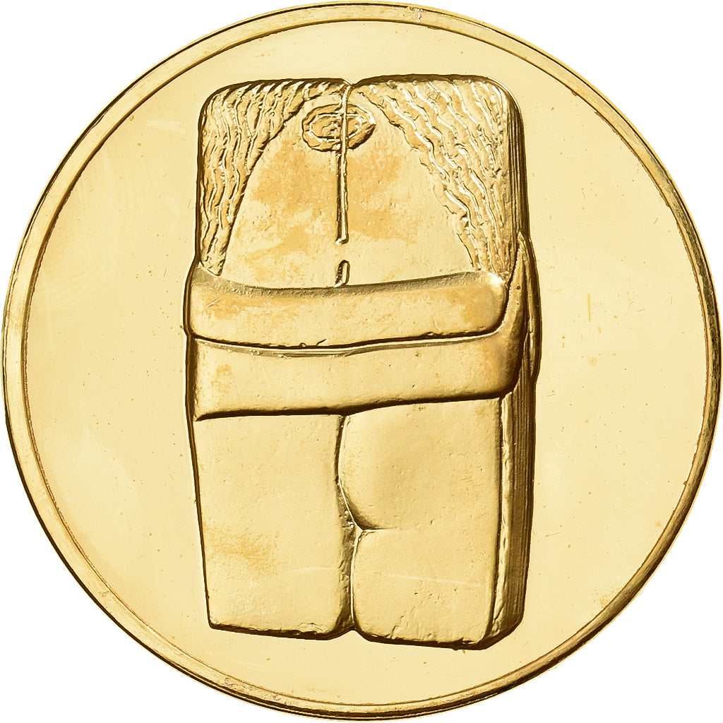France, Medal, Le Baiser, Constantin Brancusi, Gilt Bronze, MS(63)