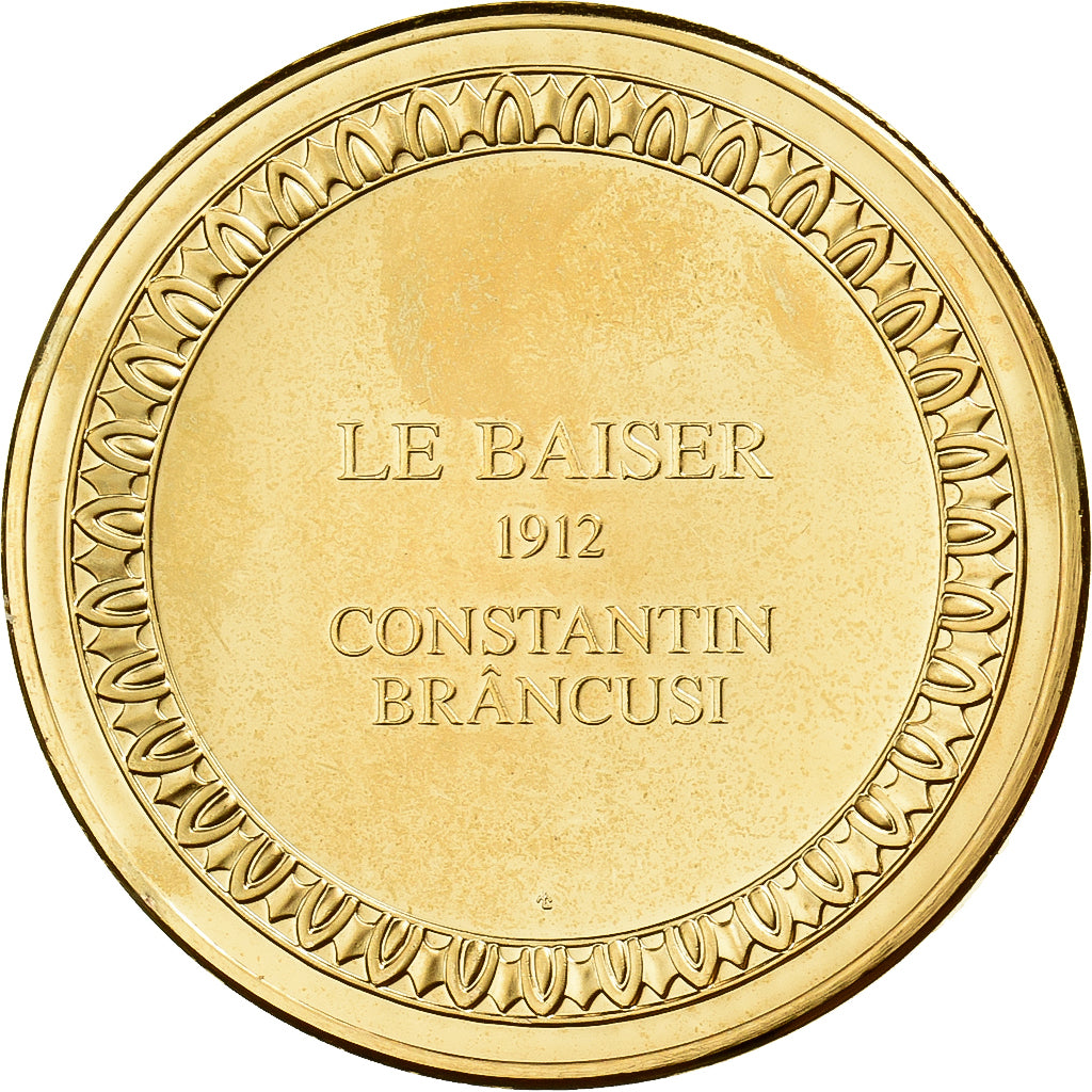 France, Medal, Le Baiser, Constantin Brancusi, Gilt Bronze, MS(63)