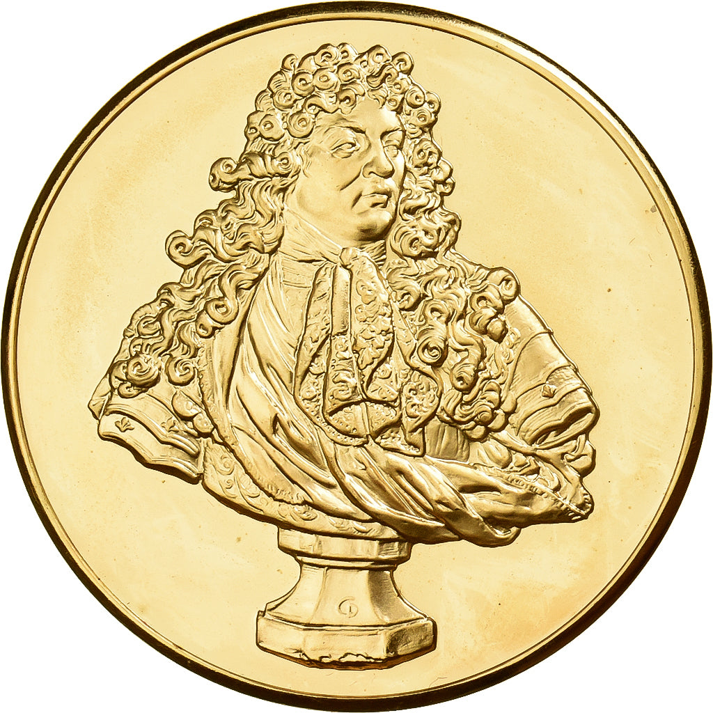 Frankreich, Medaille, Buste de Louis XIV, Antoine Coysevox, Gilt Bronze, UNZ