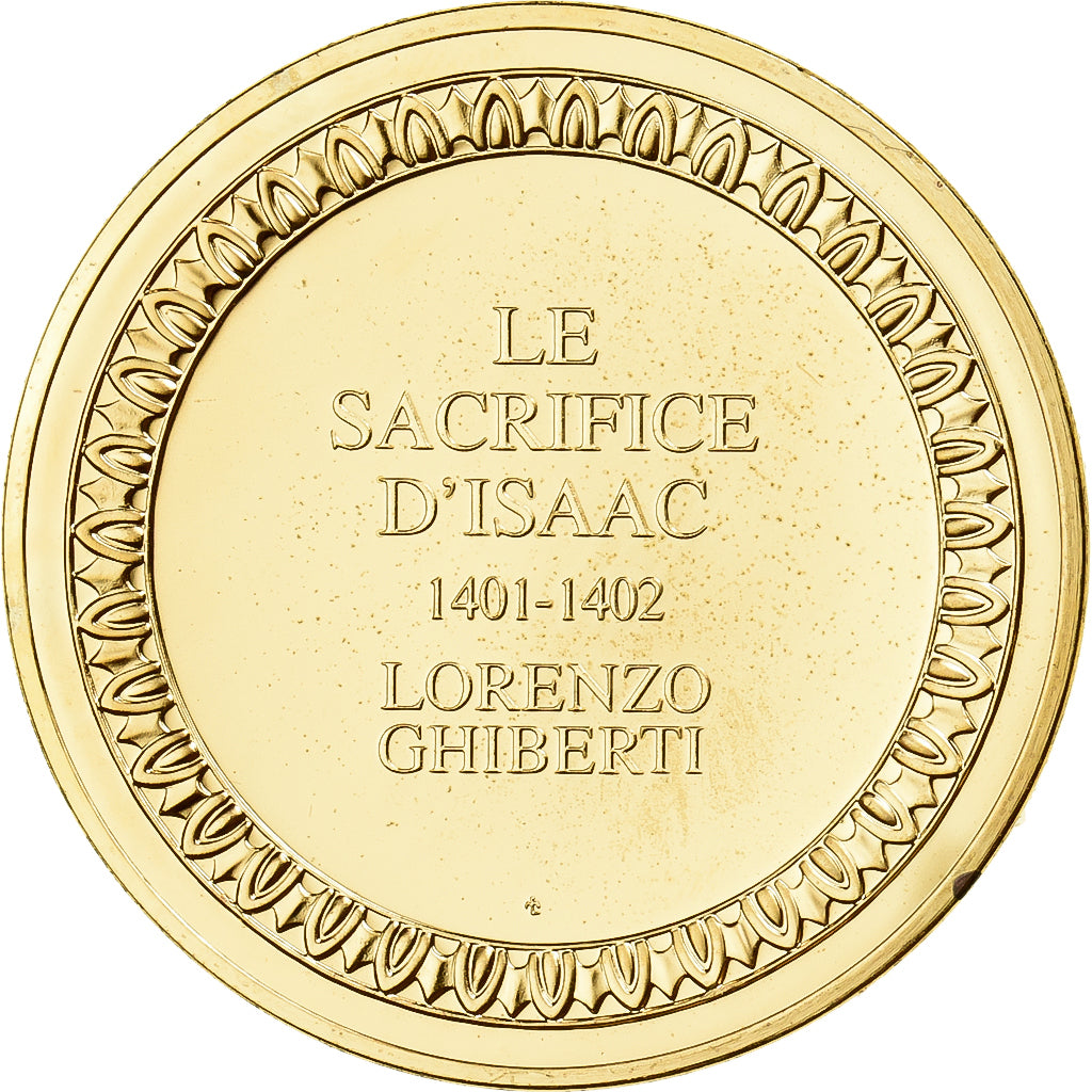 Frankreich, Medaille, Le Sacrifice d'Isaac, Lorenzo Ghiberti, Gilt Bronze, UNZ
