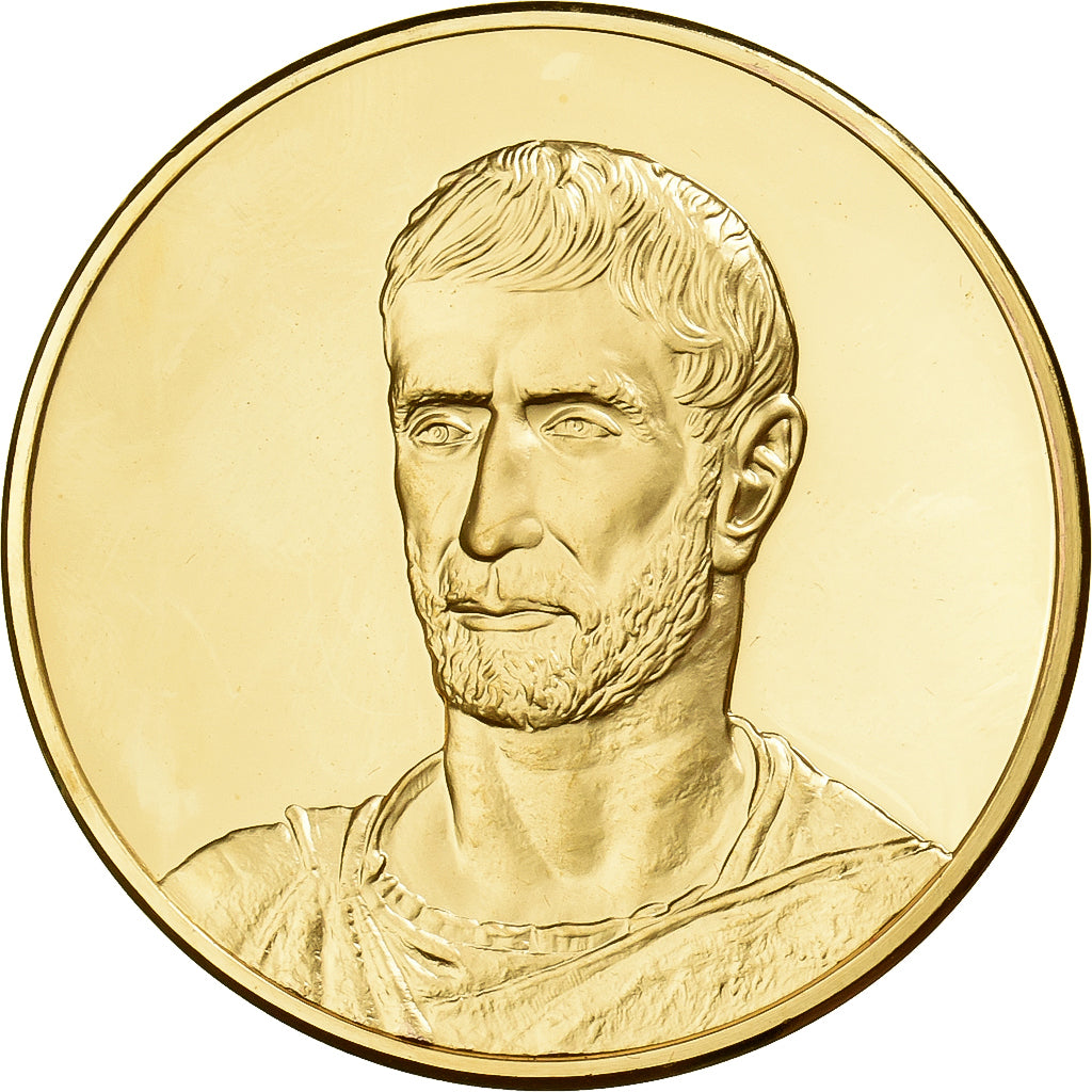Frankreich, Medaille, Tête d'Homme Barbu, Gilt Bronze, UNZ