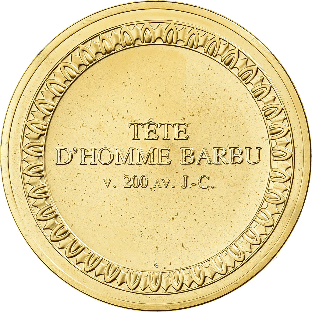 Frankreich, Medaille, Tête d'Homme Barbu, Gilt Bronze, UNZ