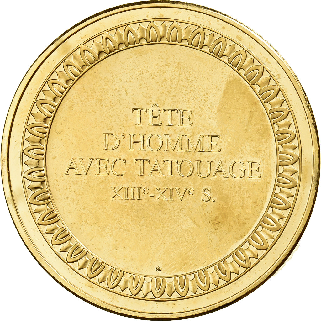 Frankreich, Medaille, Tête d'Homme avec Tatouage, Gilt Bronze, UNZ