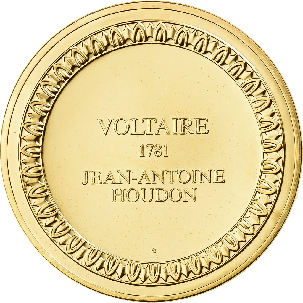 Francia, medaglia, Voltaire, Jean-Antoine Houdon, Bronzo dorato, SPL