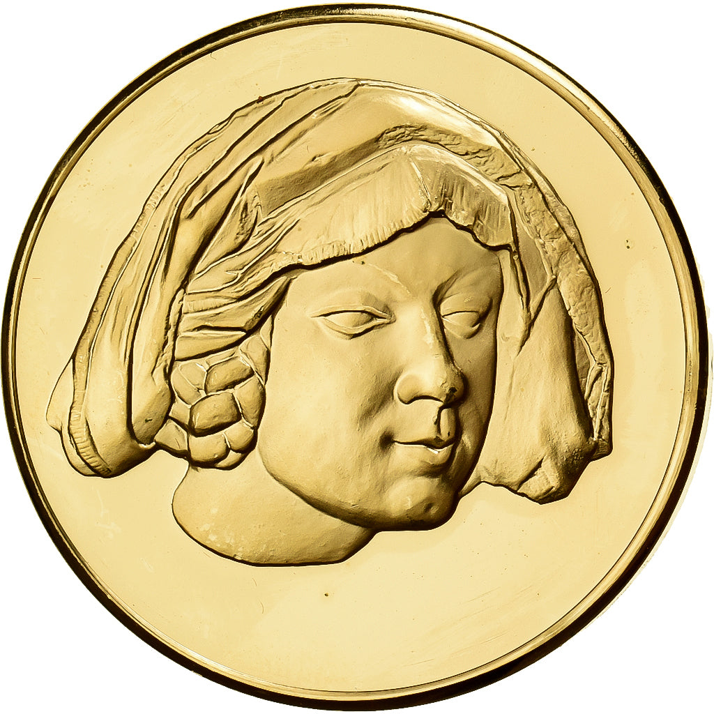 Frankreich, Medaille, Tête de Femme, Nikolaus Gerhaert de Leyde, Gilt Bronze