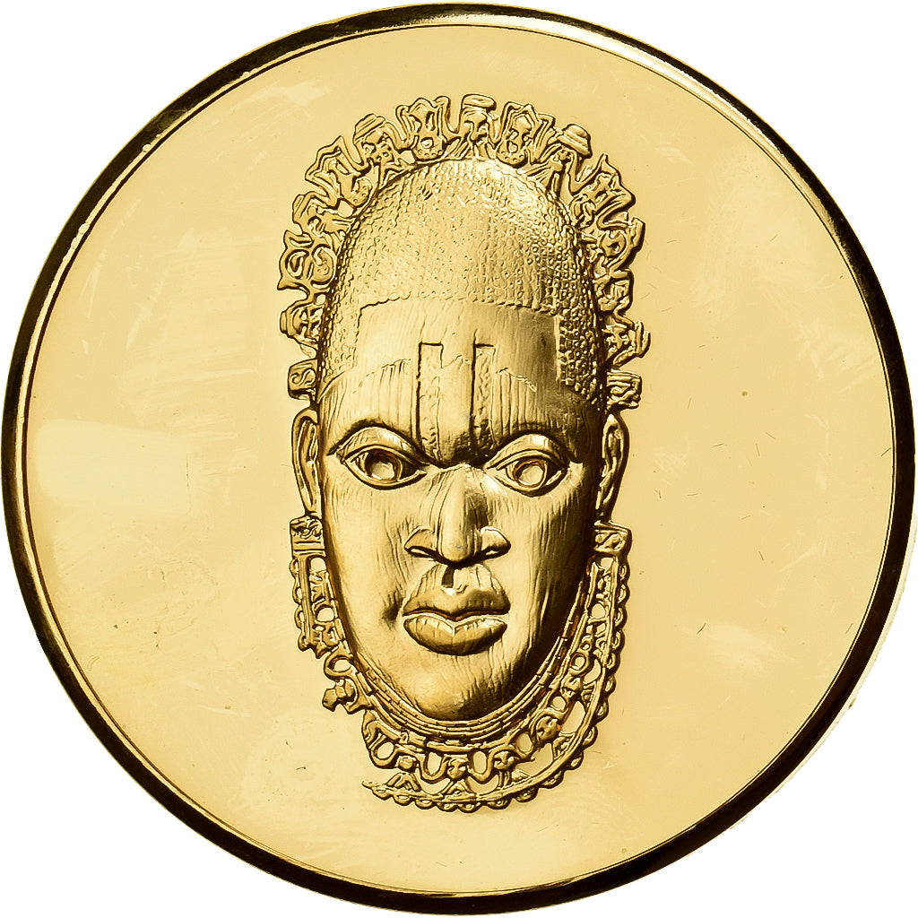 Frankrijk, Medaille, Masque en Ivoire du Bénin, Gilt Bronze, PR