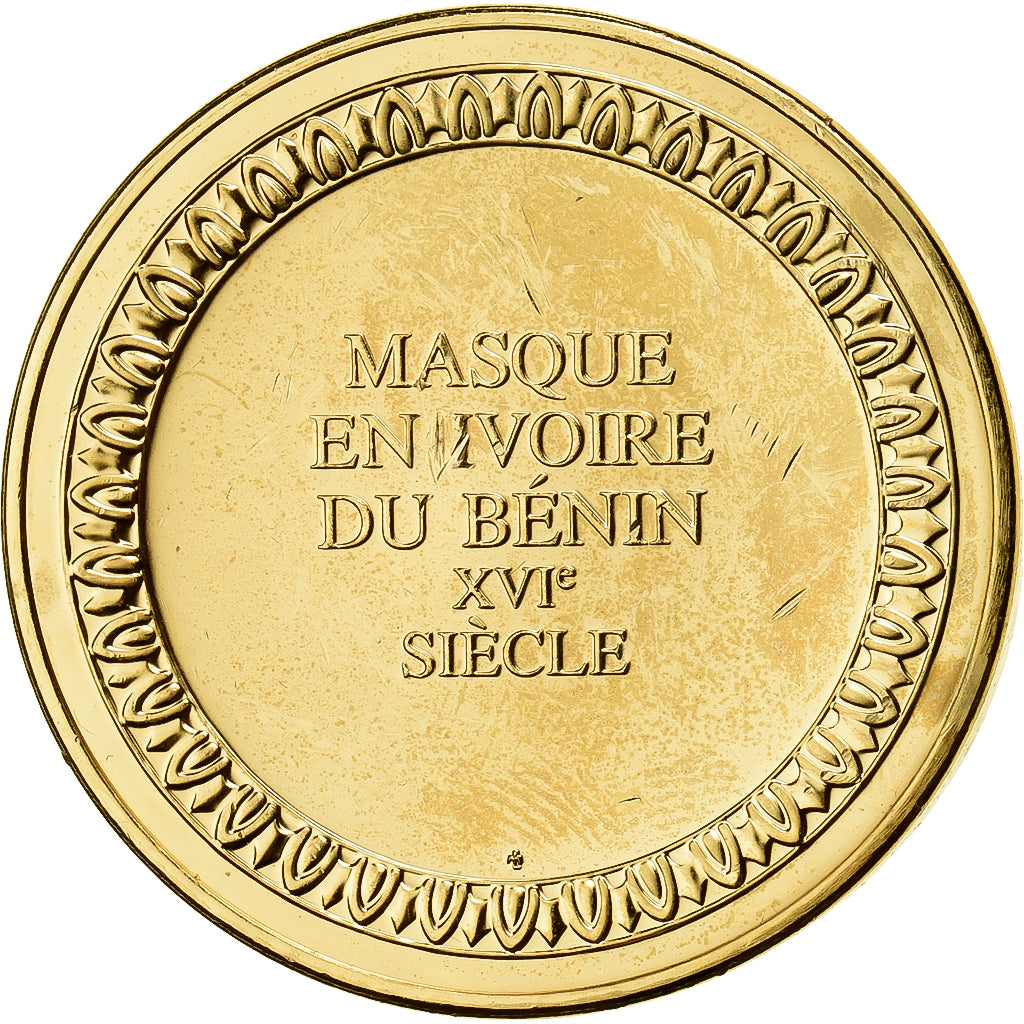 Frankrijk, Medaille, Masque en Ivoire du Bénin, Gilt Bronze, PR
