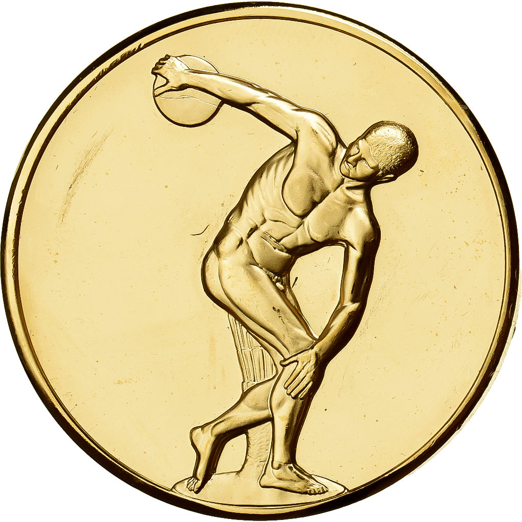 Frankreich, Medaille, le Discobole, d'après Myron, Gilt Bronze, VZ