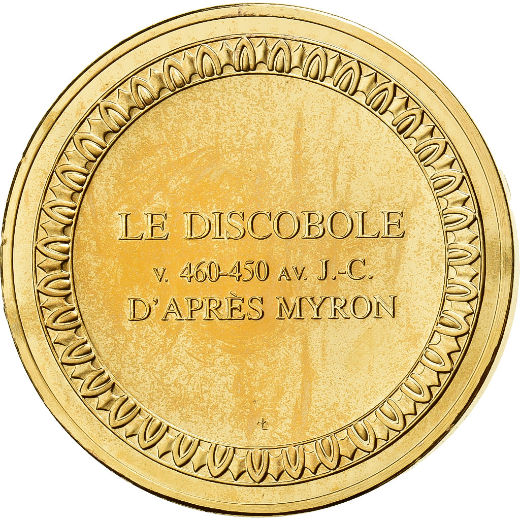 Frankreich, Medaille, le Discobole, d'après Myron, Gilt Bronze, VZ