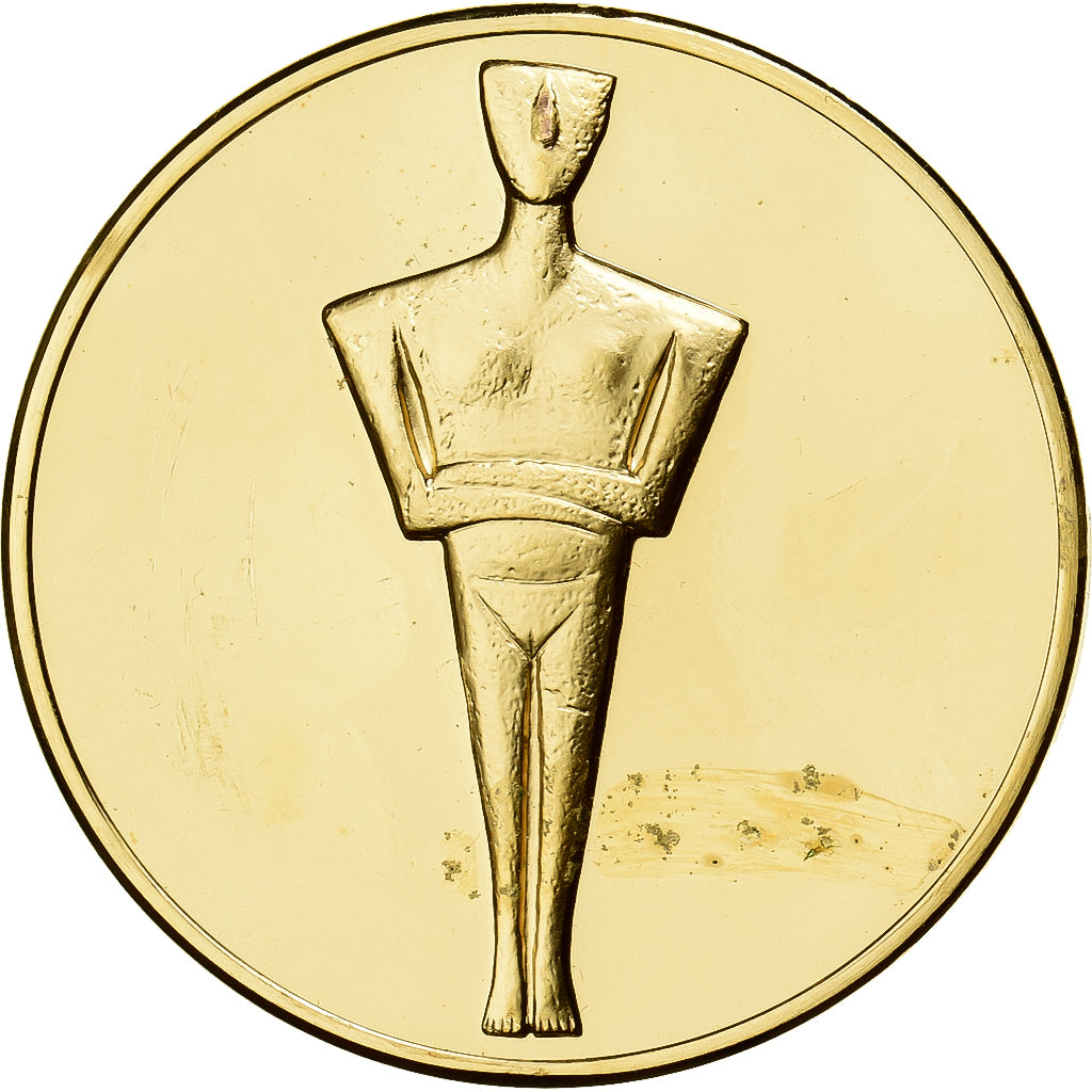 France, Medal, Idole Cycladique, Gilt Bronze, AU(55-58)