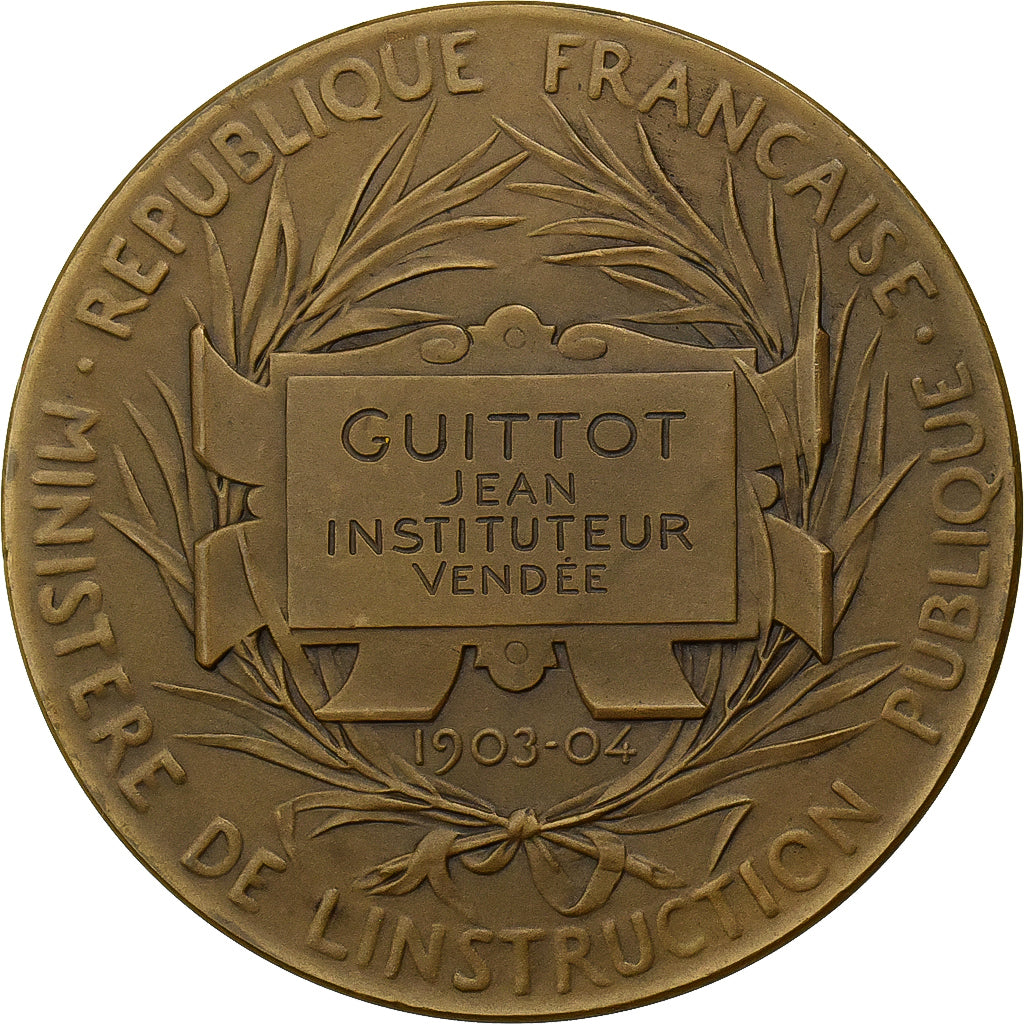 Francia, medaglia, Instruction Primaire, Education Nationale, 1903-1904, Bronzo