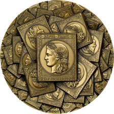 Francia, medaglia, Médaille de Table Calendrier, Timbres Poste, 1999, Bronzo