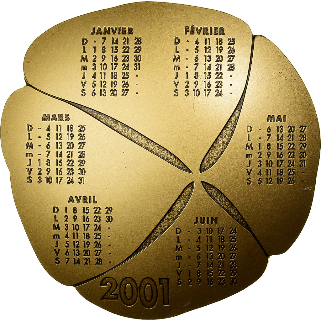 Francia, medaglia, Médaille de Table , Calendrier, 2001, Bronzo, SPL-