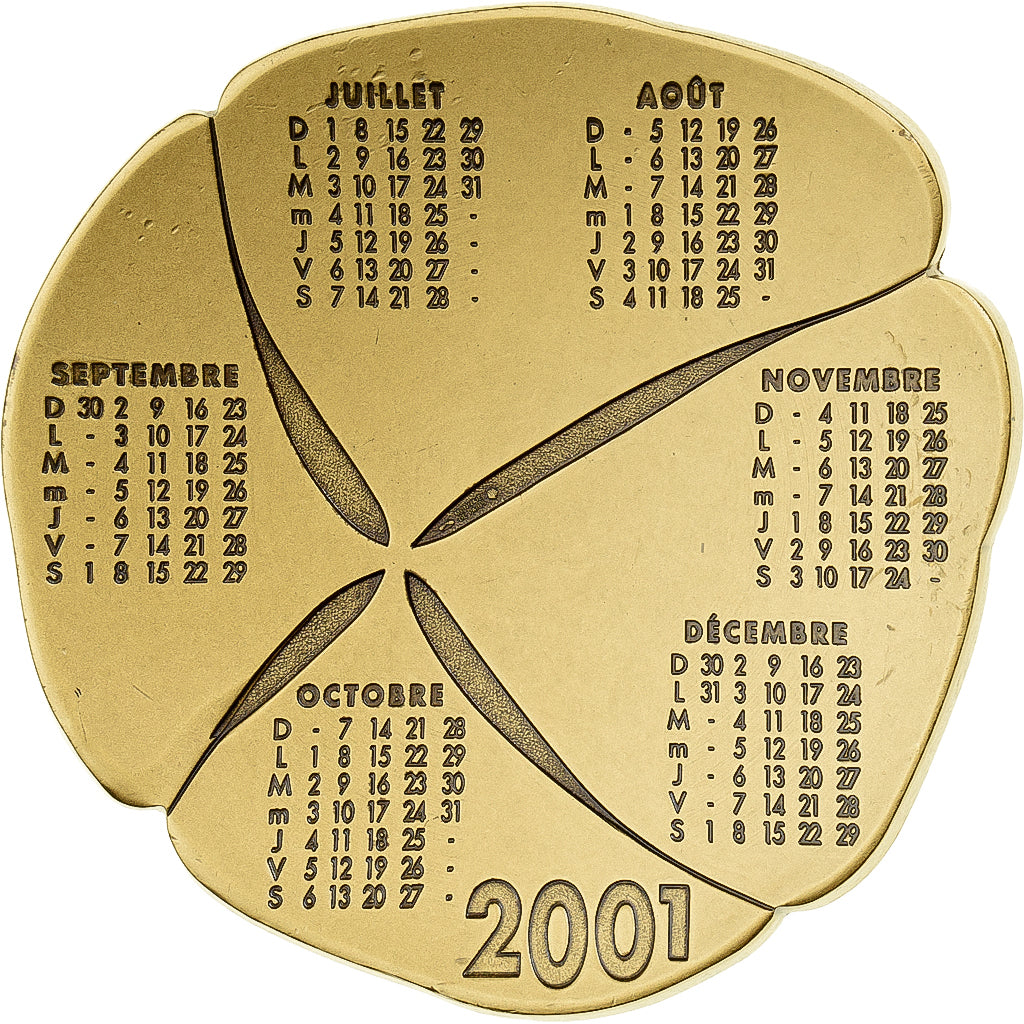 Francia, medaglia, Médaille de Table , Calendrier, 2001, Bronzo, SPL-