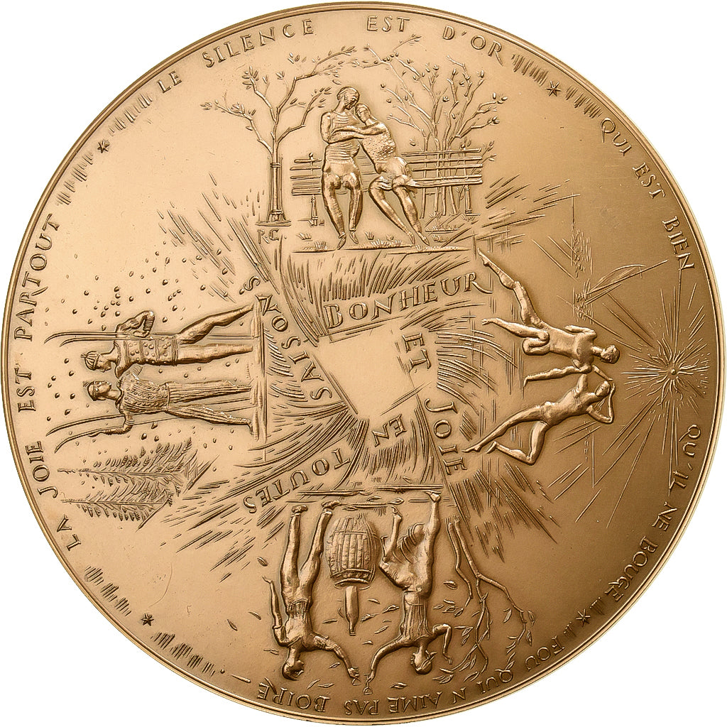 França, medalha, Voeux, Nouvelle Année, Signes Zodiacaux, Bronze Dourado