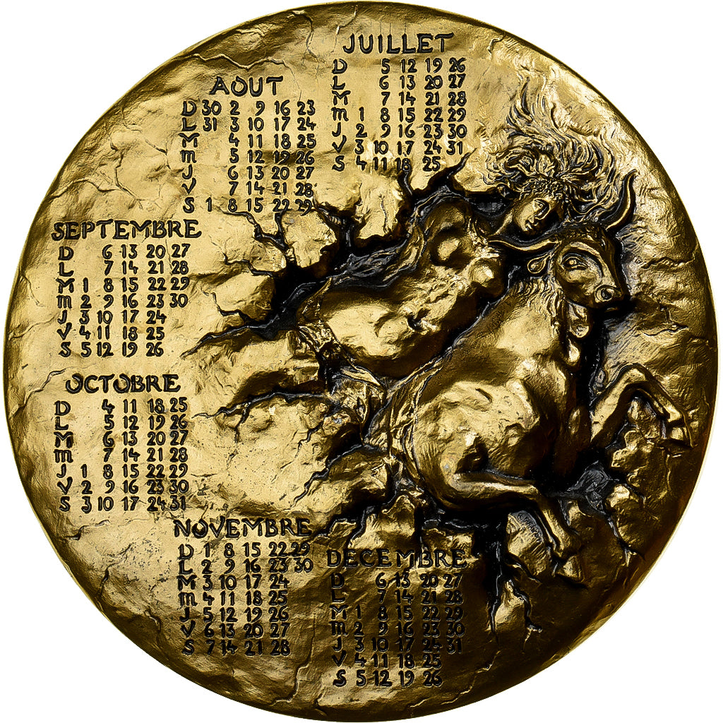 Francia, medaglia, Calendrier, Europe sur un Taureau, 1992, Bronzo, Mayot, SPL