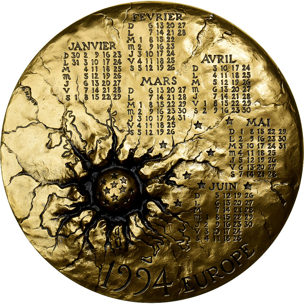 Francia, medaglia, Calendrier, Europe sur un Taureau, 1994, Bronzo, Mayot, SPL