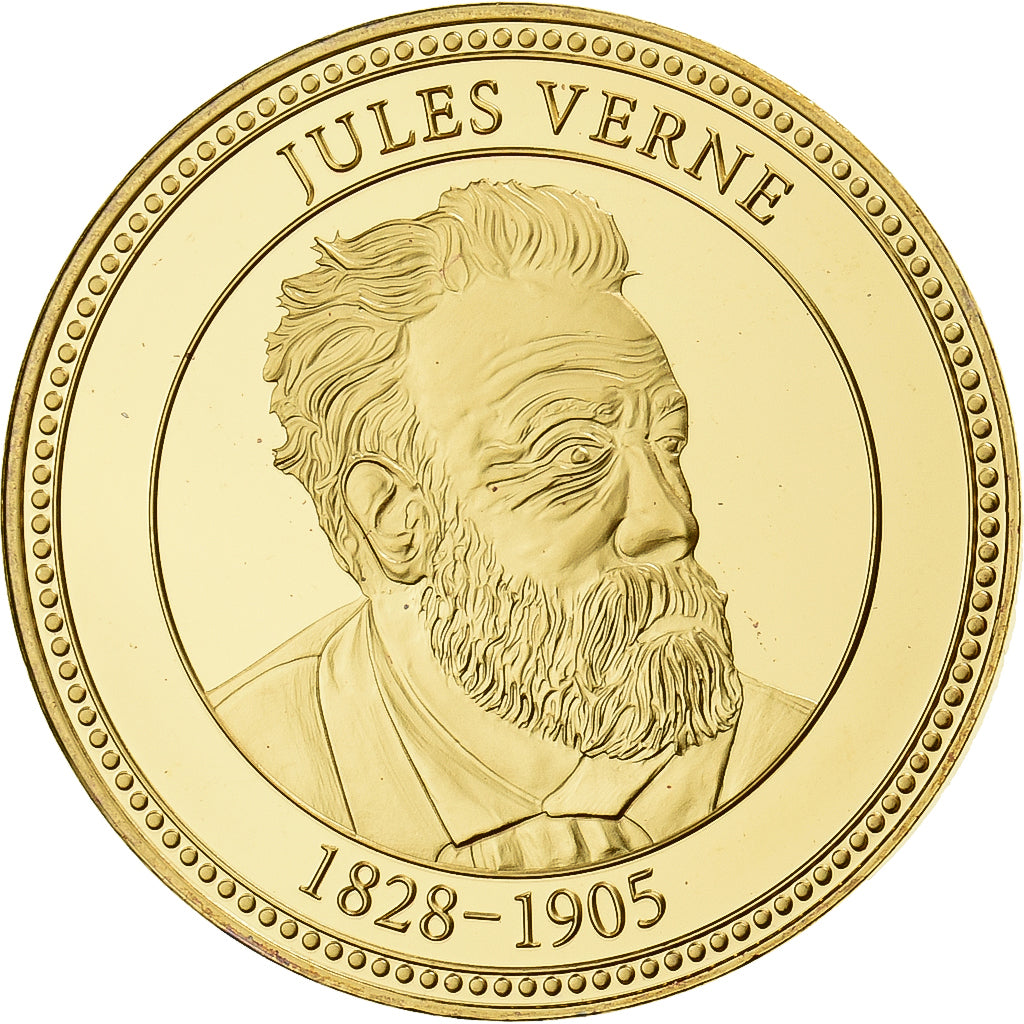 France, Medal, Jules Verne, Copper Gilt, MS(64)