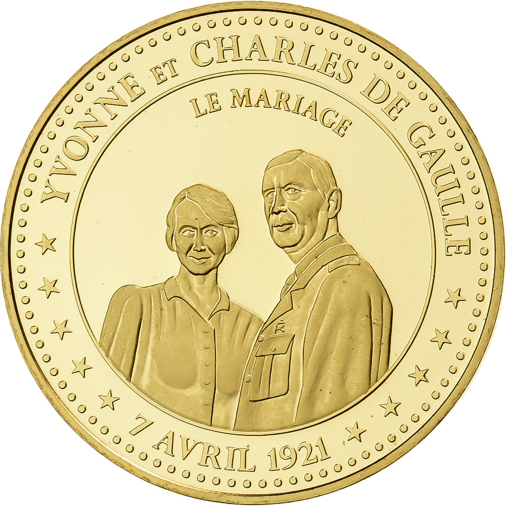 Francja, medal, Charles de Gaulle, Yvonne & Charles, Stop miedzi, MS(64)