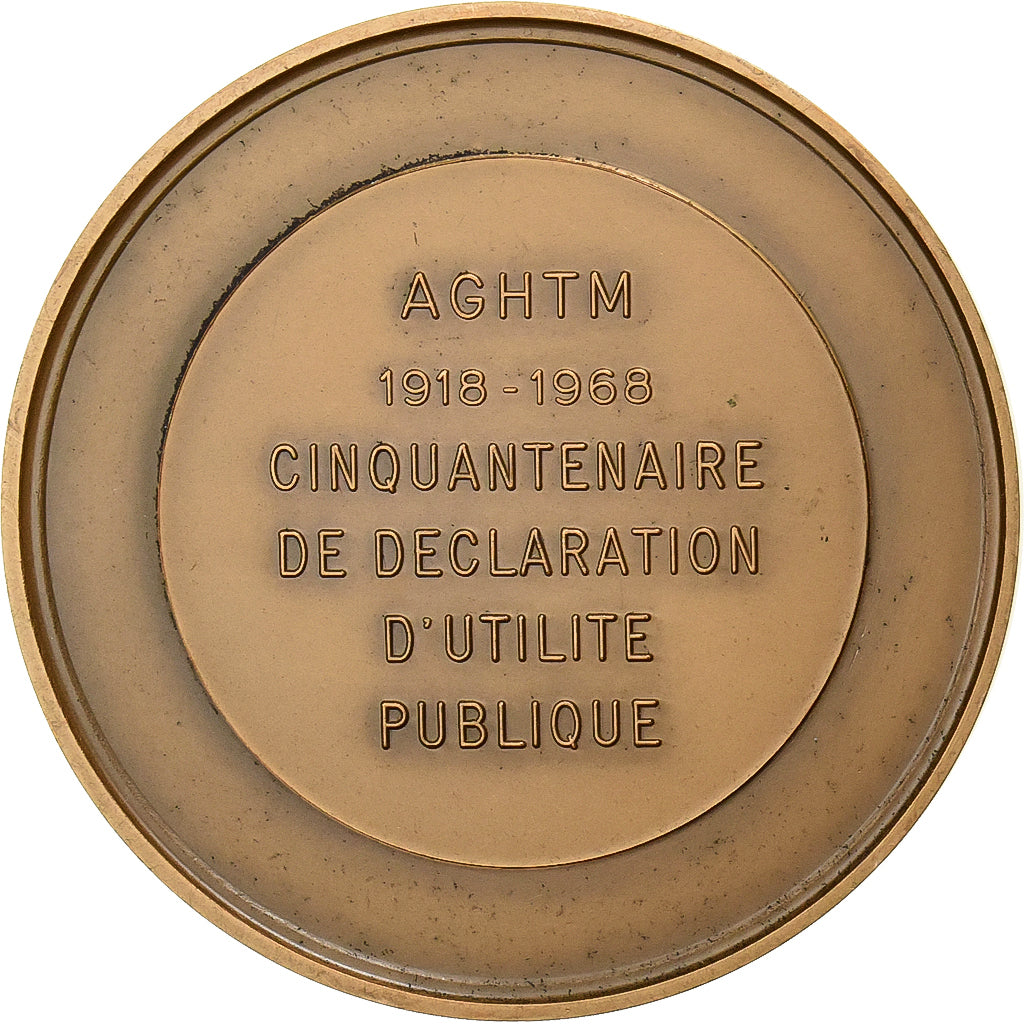 France, Medal, Cinquantenaire de Déclaration d'Utilité Publique, 1968, Bronze