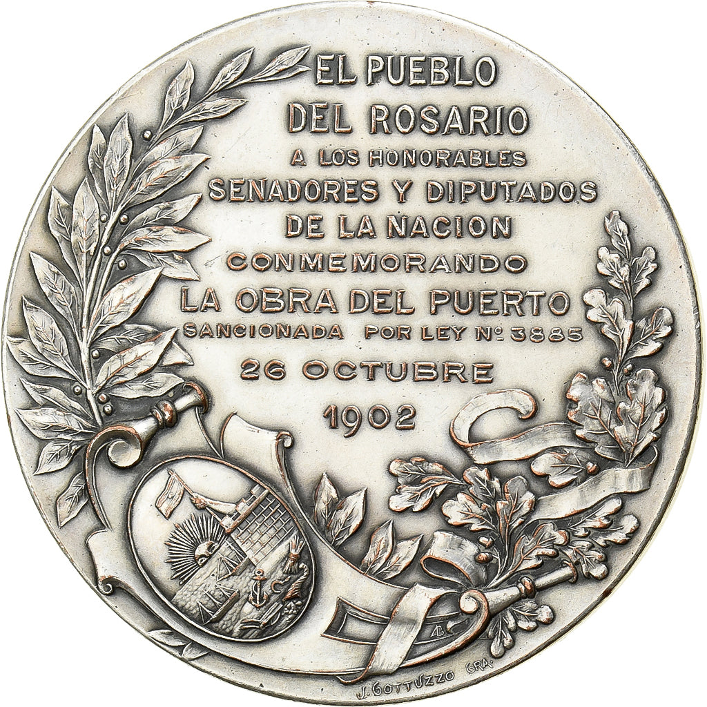 Argentina, medalla, El Pueblo del Rosario, 1902, Plata chapada en cobre