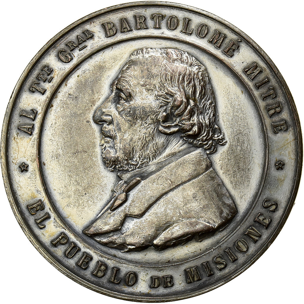 Argentinië, Medaille, President Bartolomé Mitré, 1901, Silver Plated Copper
