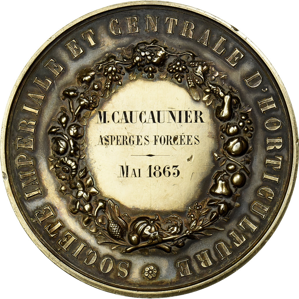 Francia, medaglia, Napoléon III, Société Impériale d'Horticulture, Asperges