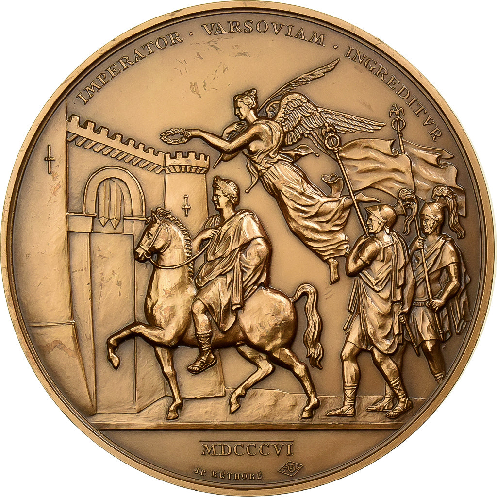 Francia, medaglia, Entrée de Napoléon Ier à Varsovie, Bronzo, JP. Réthoré