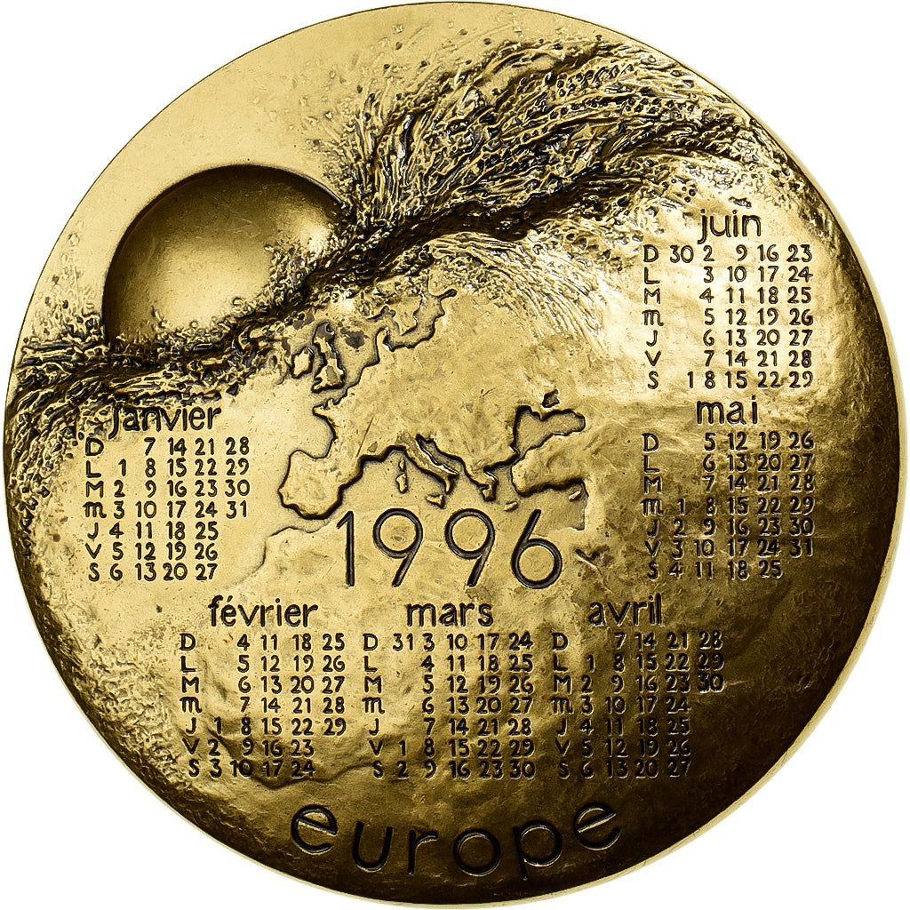 Francia, medalla, Calendrier, Europe, 1996, Monnaie de Paris, Bronce, Mayot, SC