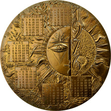 Francia, medaglia, Médaille de Table , Calendrier, 1976, Bronzo, Lecuyer, SPL-