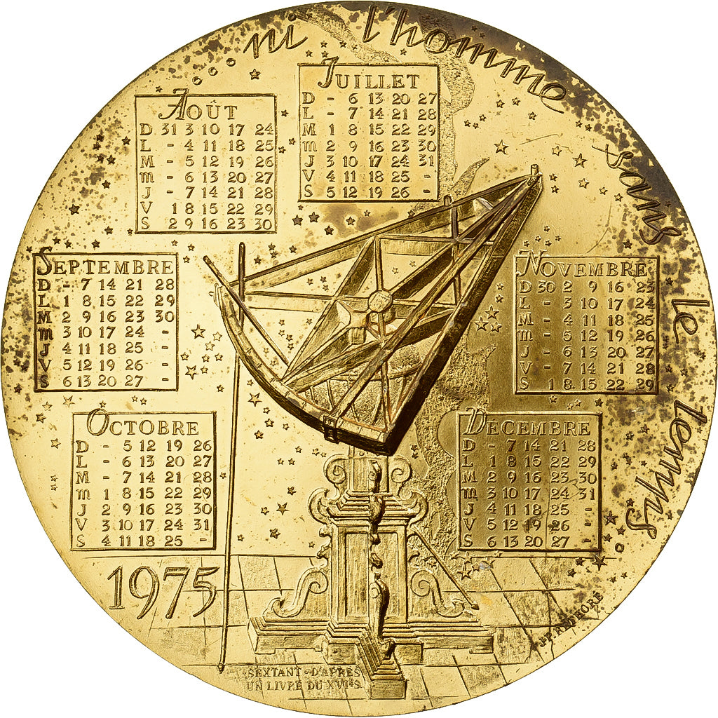 Francia, medaglia, Calendrier, Nouvelle Année, 1975, Bronzo, JP. Réthoré