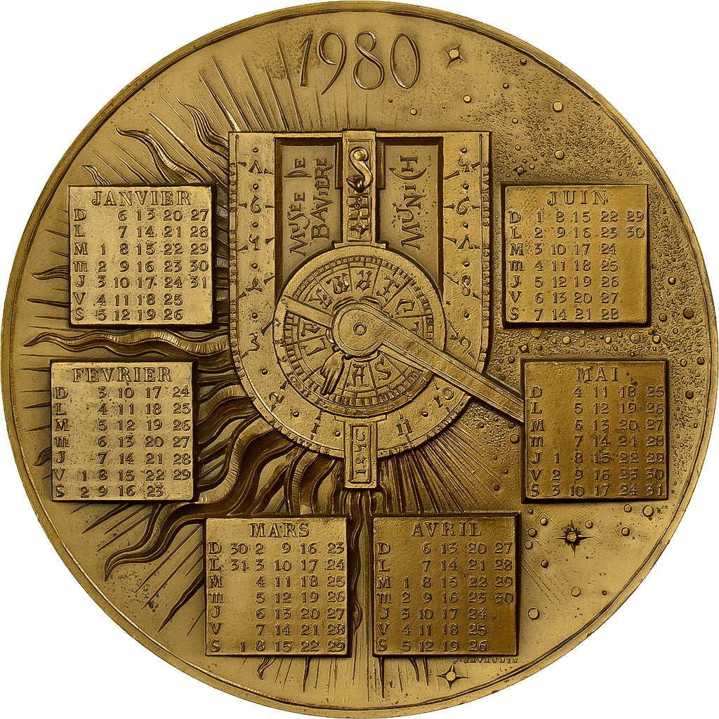 Francia, medaglia, Calendrier, Musée de Bavière, Munich, 1980, Bronzo