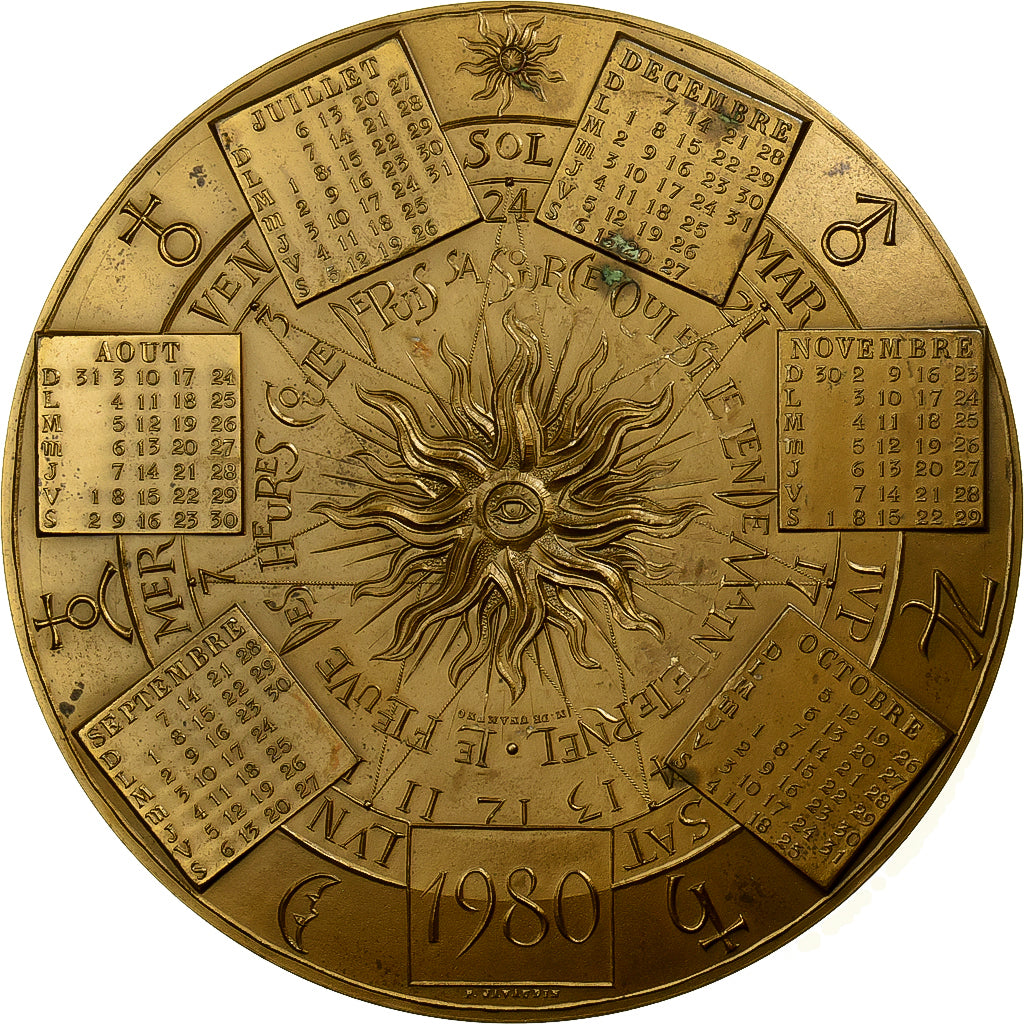 Francia, medaglia, Calendrier, Musée de Bavière, Munich, 1980, Bronzo