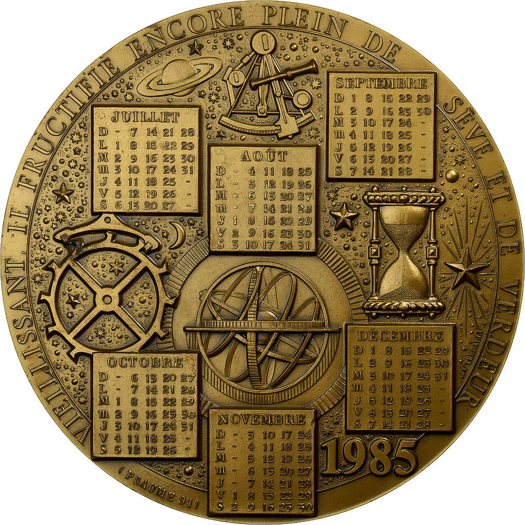 France, Medal, Calendrier, Astronomie, 1985, Bronze, AU(55-58)