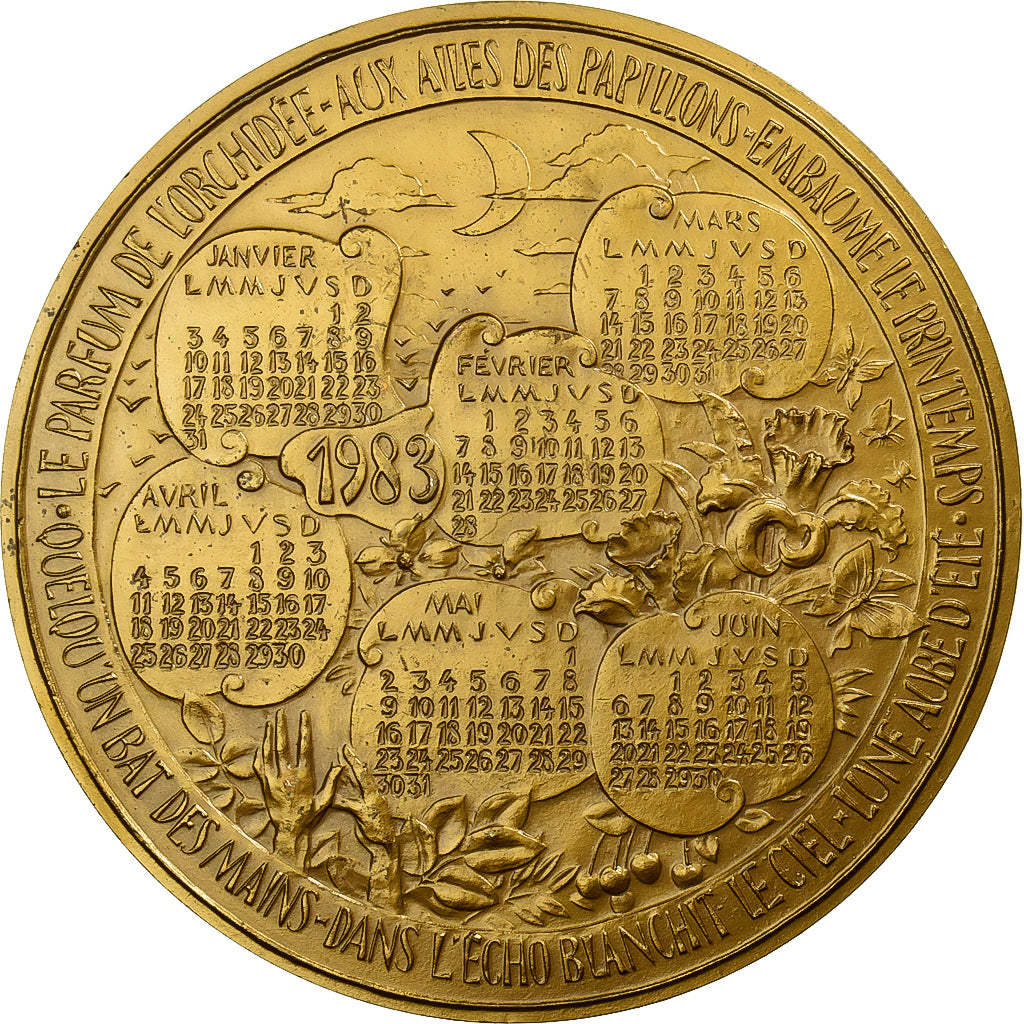 Francia, medaglia, Calendrier, les Quatre Saisons, 1983, Bronzo, SPL-