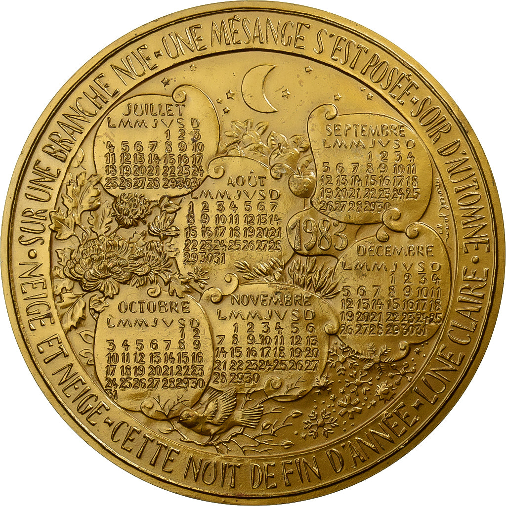 Francia, medaglia, Calendrier, les Quatre Saisons, 1983, Bronzo, SPL-