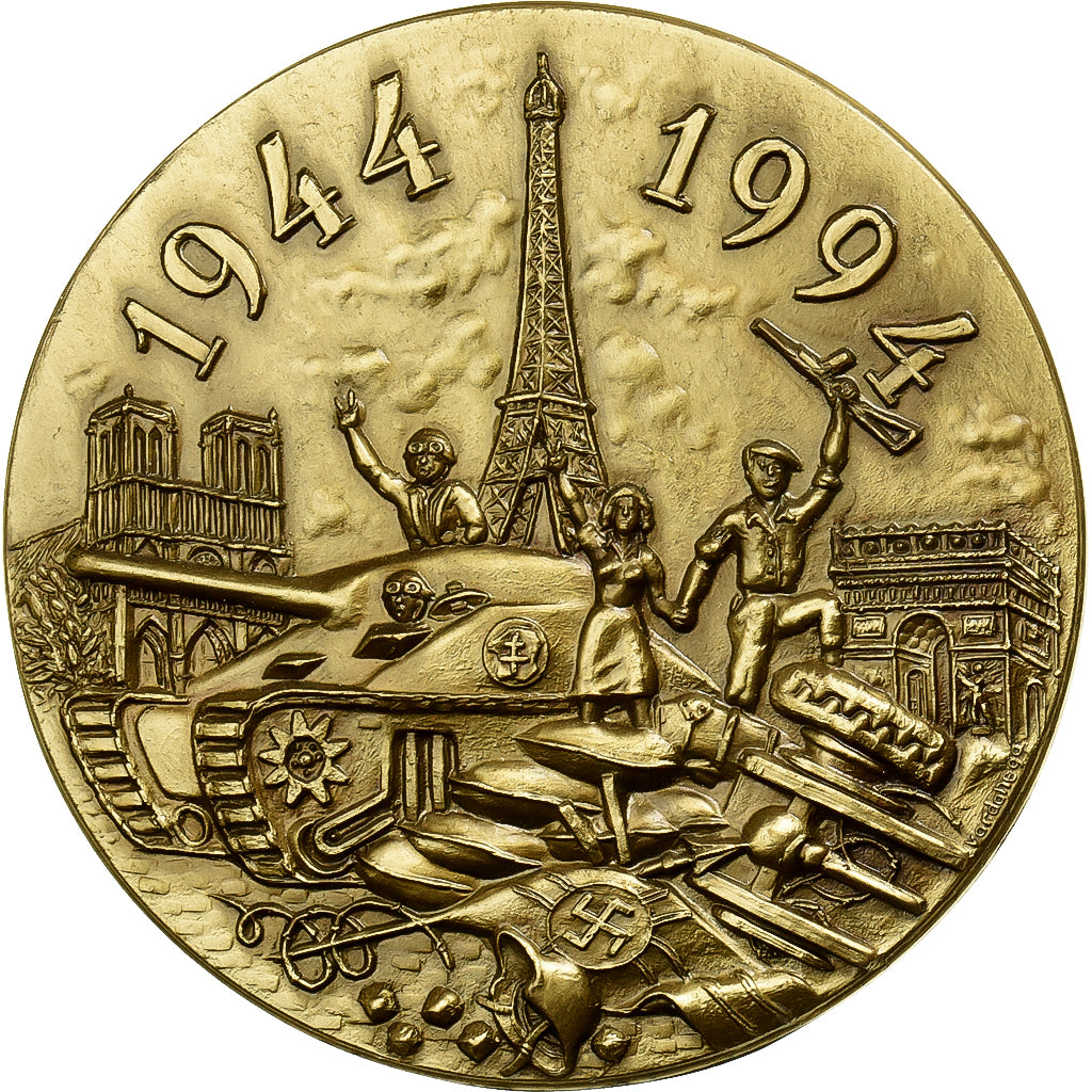 Francia, medaglia, 50ème Anniversaire de la Libération de Paris, 1994, Bronzo