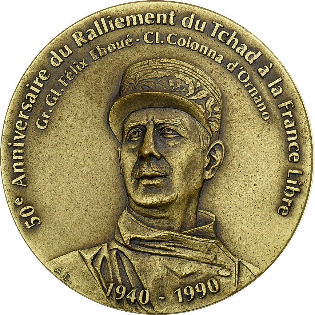 France, Medal, 50ème Anniversaire du Ralliement du Tchad à la France, 1990