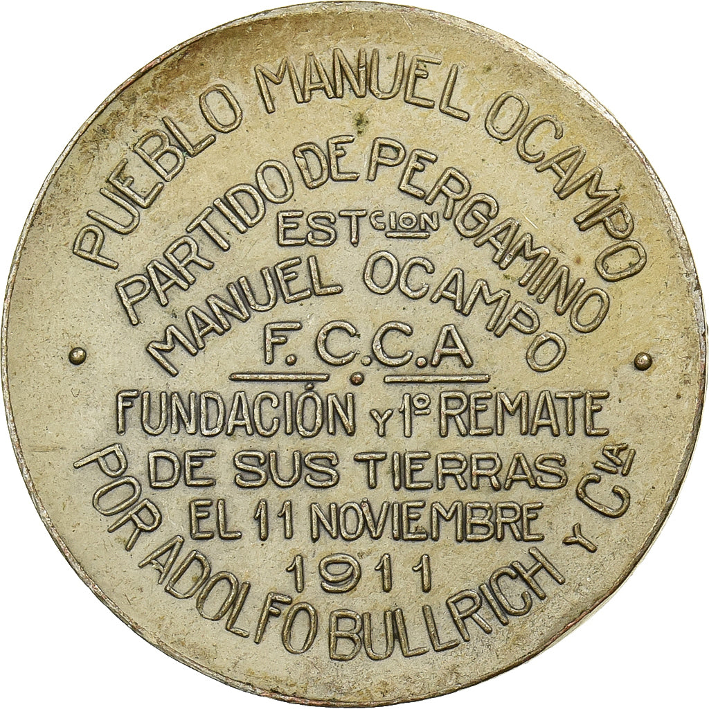 Argentinië, Medaille, Pueblo Manuel Ocampo, 1911, Silvered bronze, ZF