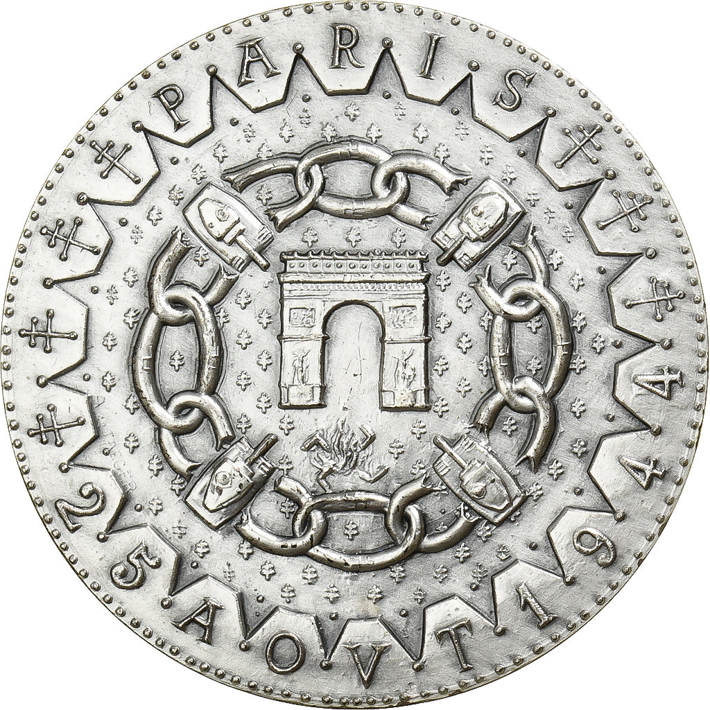 Francia, medaglia, Serment de Koufra, Libération de Paris, 1975, Argento, De