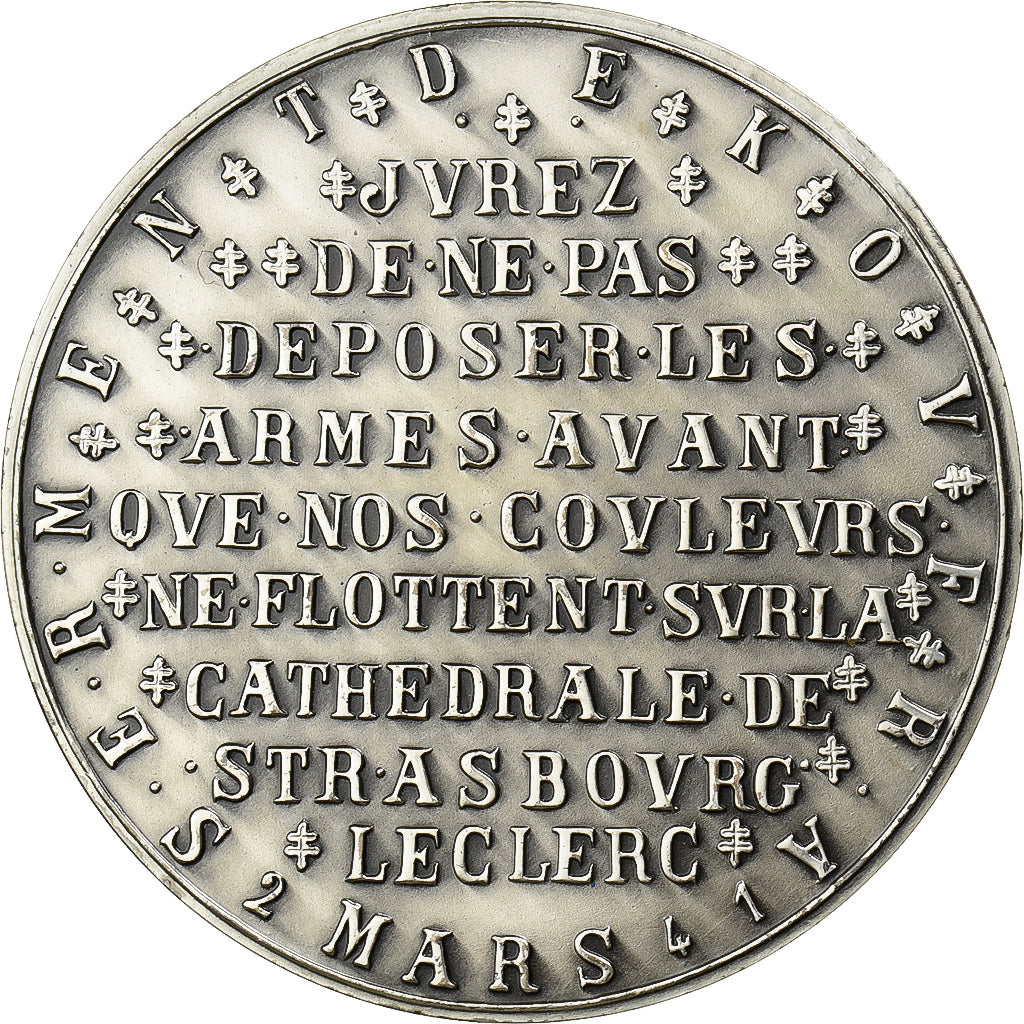 Francia, medaglia, Serment de Koufra, Sainte Mère l'Eglise, 1975, Argento, De