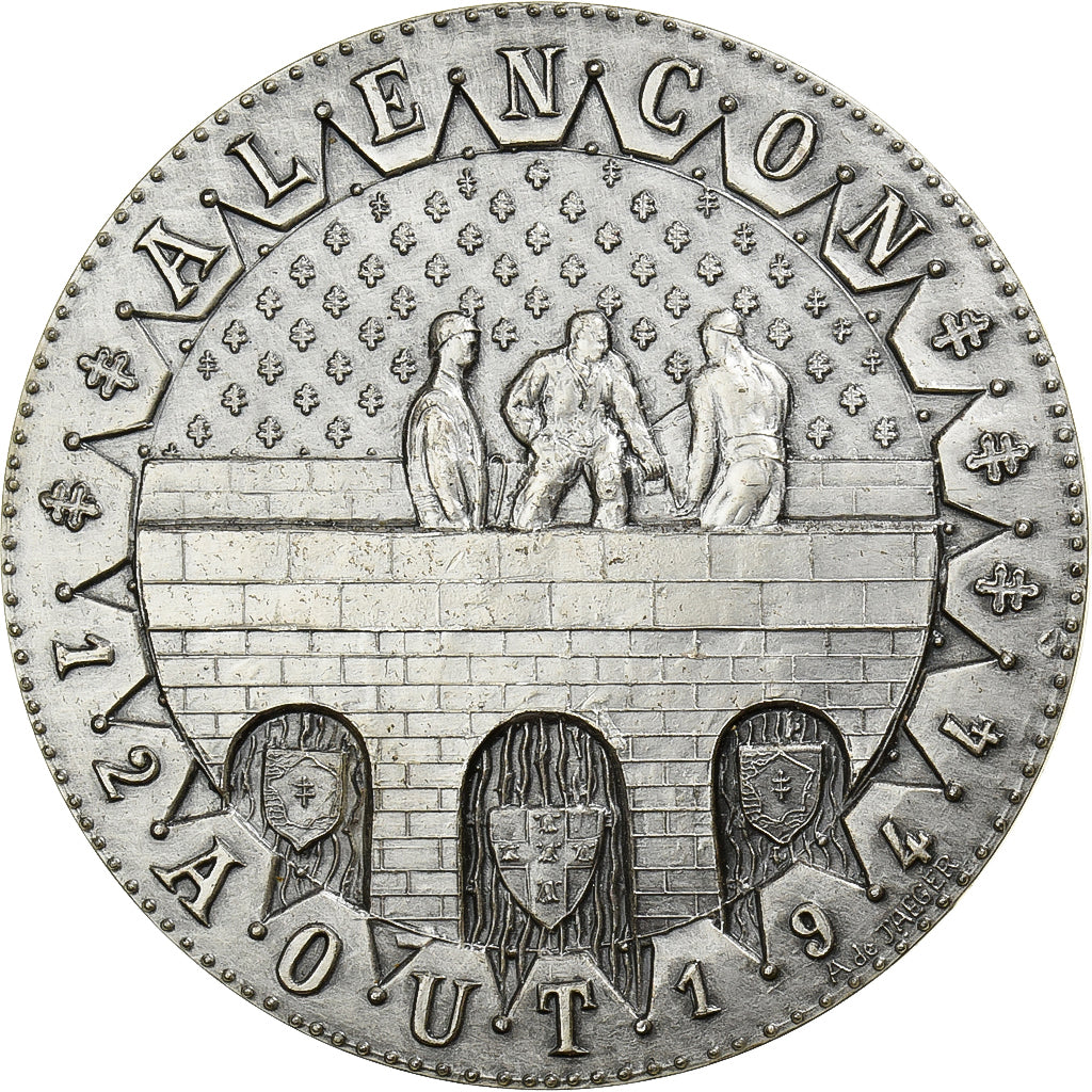 Francia, medaglia, Serment de Koufra, Alençon, 1975, Argento, De Jaeger, SPL