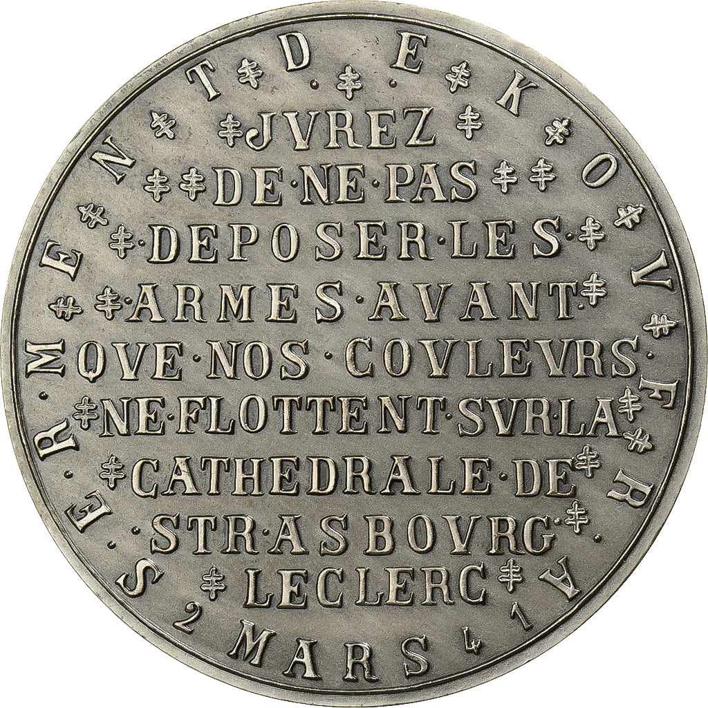 França, medalha, Serment de Koufra, Les Adieux de Fontainebleau, 1975, Prata