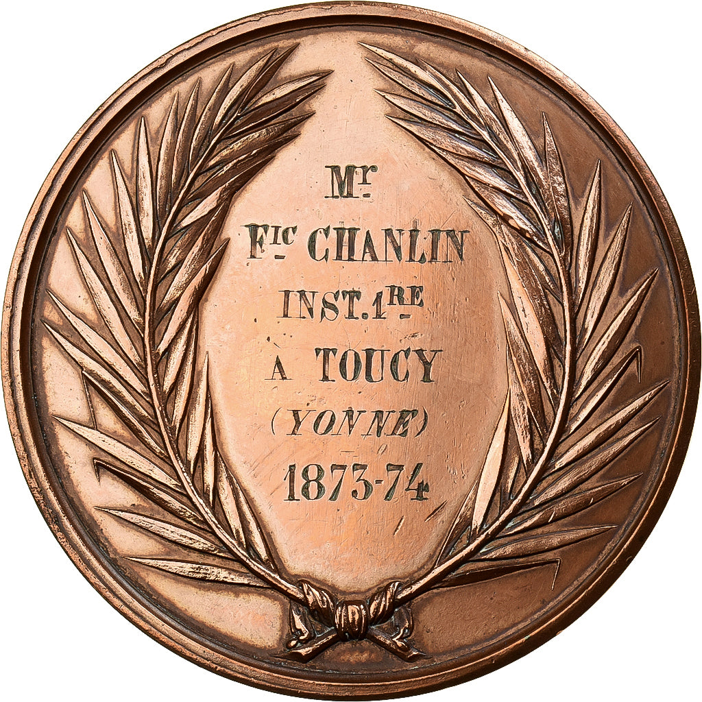 Francja, medal, Enseignement Primaire, Paris, 1873-1874, Miedź, Farochon