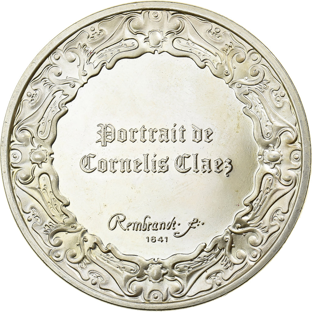 Francia, medaglia, Peinture, Rembrandt, Portrait de Cornelius Claez, Argento