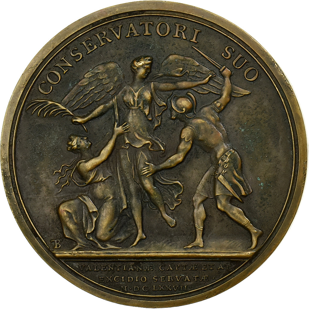 Francia, medaglia, Louis XIV, Prise de Valenciennes, 1677, Bronzo, Mauger