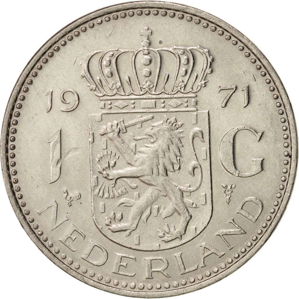 Coin, Netherlands, Juliana, Gulden, 1971, AU(55-58), Nickel, KM:184a