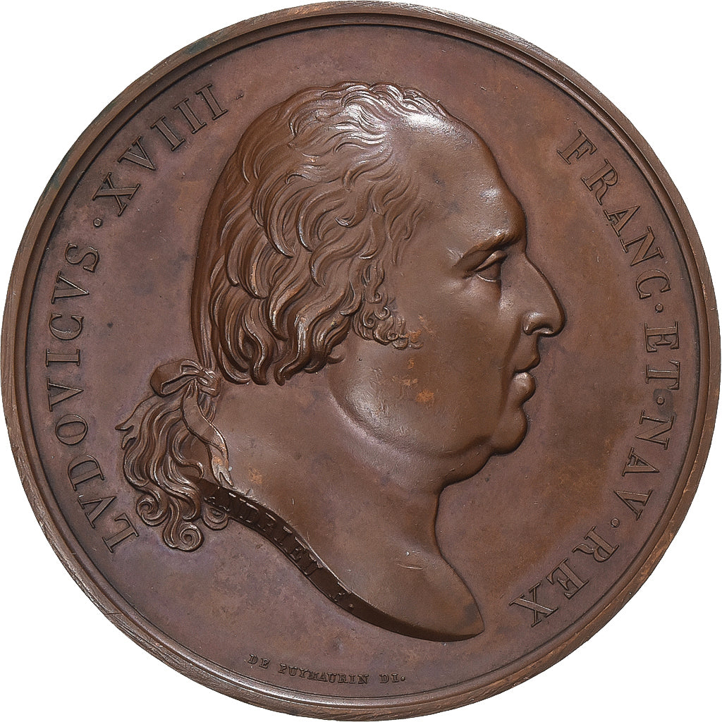 Francia, medaglia, Seconde Entrée du Roi Louis XVIII à Paris, 1815, Bronzo